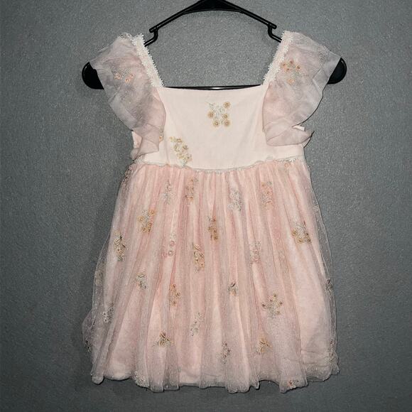 Tahari Dress Toddler Girl 4T Floral Blush Pink Lace Elegant Wedding Party - Picture 1 of 4